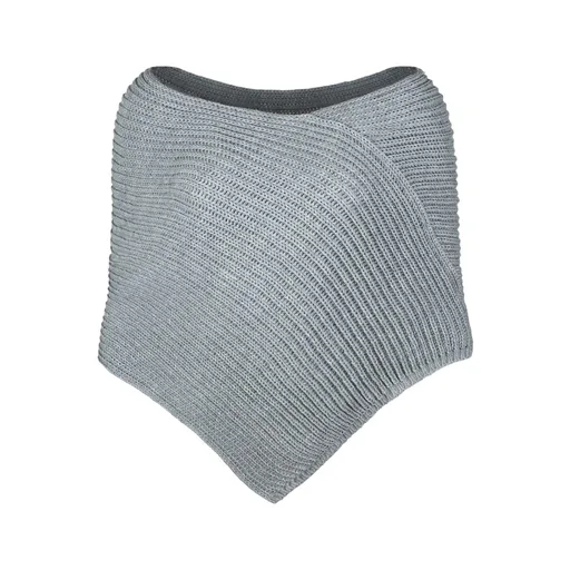 Bontis Pletené pončo - Světle šedý melír | uni