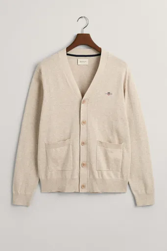 SVETR GANT CLASSIC COTTON V-CARDIGAN LIGHT BEIGE MELANGE