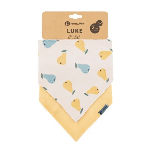 PETITE&MARS Bryndák bandana Luke 2 ks Beige Pears&Intense Ochre 3m+