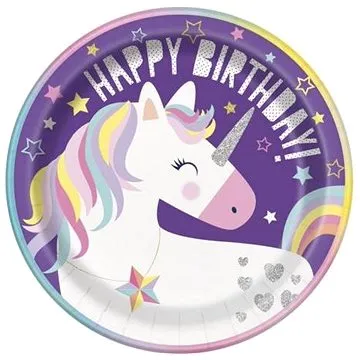 Talíře jednorožec - unicorn - happy birthday - narozeniny - 8 ks - 22 cm (11179006038)