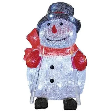 EMOS LED vánoční sněhulák, 28 cm, venkovní i vnitřní, studená bílá, časovač (DCFC03)