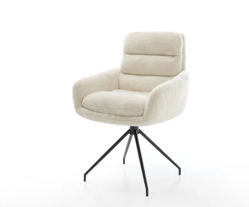 Jídelní židle Abelia-Flex s područkami plyšový manšestr krémová