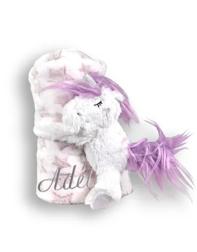 Jednorožec s plyšovou dekou s výšivkou