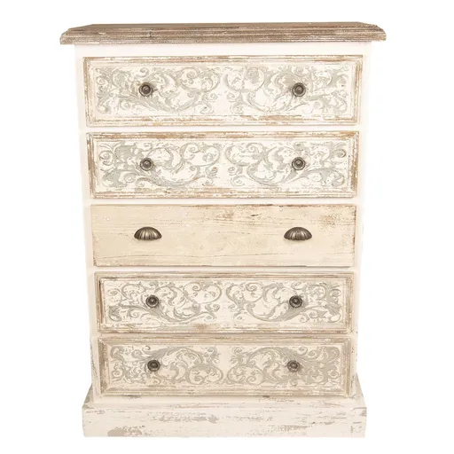 Dřevěná komoda se šuplíky a ornamenty - 85*36*120 cm 5H0426