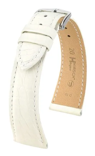 Řemínek Hirsch Regent - bílý, mat - 17 mm - M – Střední délka - 14 mm - Rose Gold