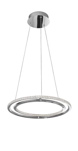 Nova Luce Jemné závěsné svítidlo Livorno poseté LED krystaly - pr. 450 x 1200 mm, 29 W, 2010 lm, chrom, dva prstence NV 8107402