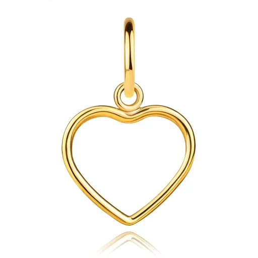 Přívěsek ze žlutého zlata 585 - symetrický obrys srdce, hladký povrch