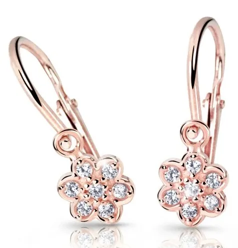 Cutie Diamonds Dětské náušnice z růžového zlata Kytičky s brilianty DC2746-10-00-X-4