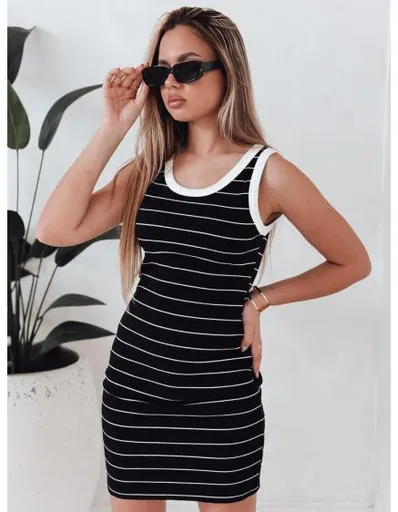 Pruhované dámské mini šaty PREFAB černé