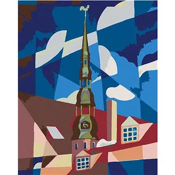 Diamondi - Diamantové malování - STŘECHA DOMU A NEBE, 40x50 cm, bez rámu a bez vypnutí plátna (603426A)