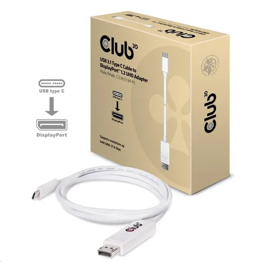Club3D Adaptér USB 3.1 typ C na DisplayPort 1.2 4K60Hz UHD 1, 2m (M/M)