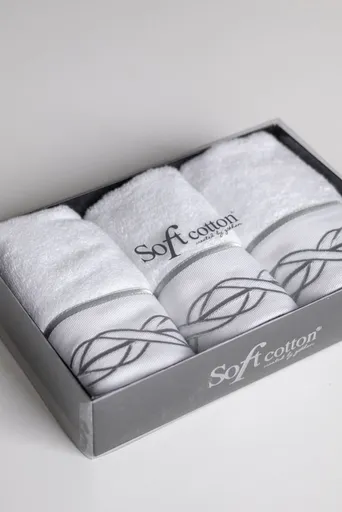 Dárková sada malých ručníků VITA, 3 ks Bílá / šedá výšivka