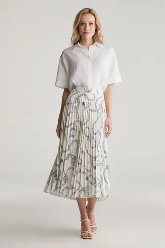 SUKNĚ GANT SAILING PRINT PLEATED SKIRT CREAM