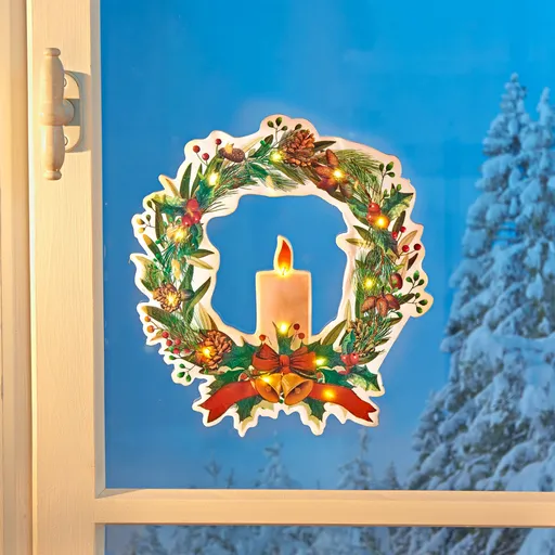 LED obrázek na okno Vánoční věnec