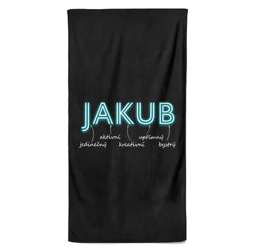 Osuška Mužská jména – NEON (Jméno: Jakub, Velikost osušky: 100x170cm)