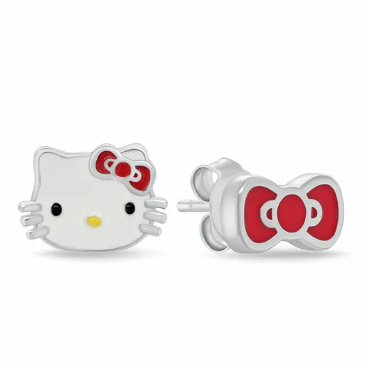Brilio Silver Asymetrické stříbrné náušnice Hello Kitty EA1211W
