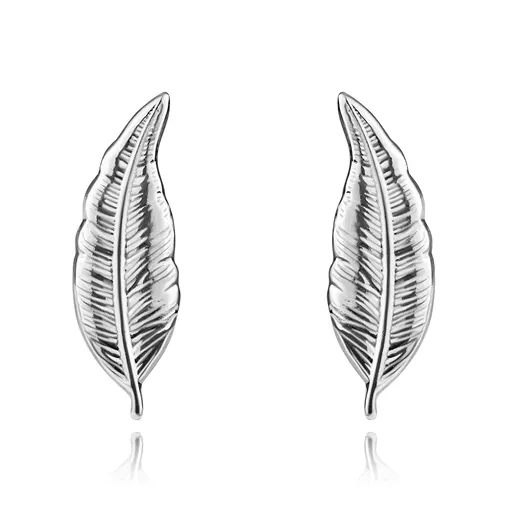 Puzetové náušnice ze stříbra 925 - motiv peříček se šikmými zářezy