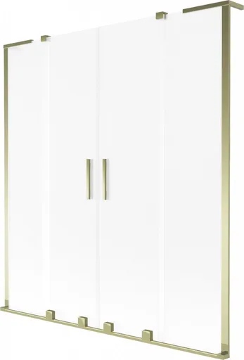 MEXEN/S Velar L Duo dvoukřídlá posuvná vanová zástěna 140 x 150, dekor, zlatá 896-140-003-32-50