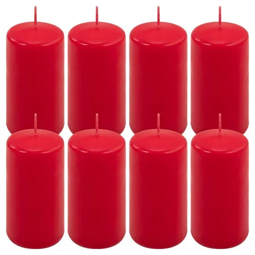 Červená parafínová svíčka 10 cm, 20 h hoření, sada 8 ks