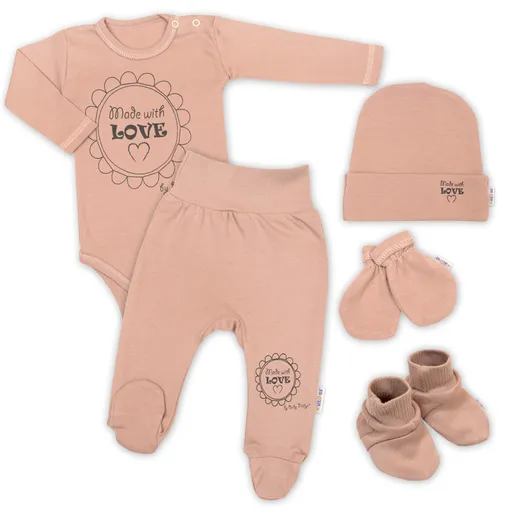 Baby Nellys Soupravička do porodnice 5D Made with love, béžová, mocca, vel. 56