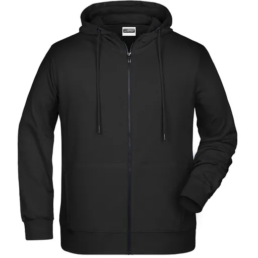 James & Nicholson (Daiber) Pánská mikina na zip z biobavlny 8026 - Černá | 4XL