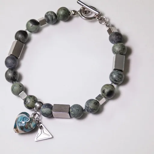 Lampglas Stylový náramek Perfect Match s perlou Lampglas, jaspisem a hematitem BTB9