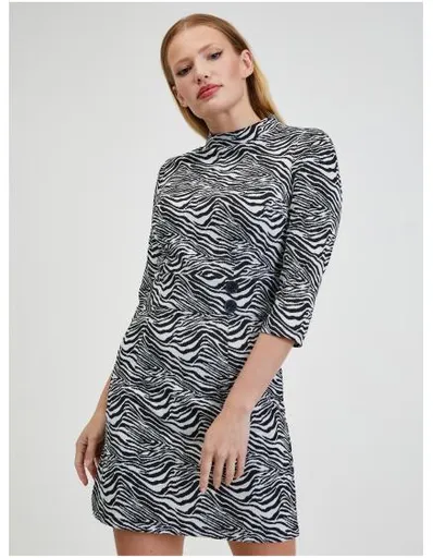 Černo-bílé dámské vzorované šaty