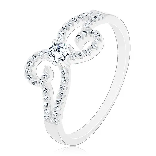 Prsten ze stříbra 925, blýskavá mašlička z rozdvojených ramen - Velikost: 64