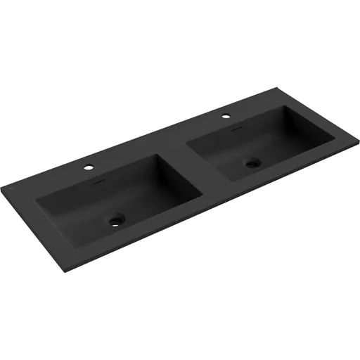 MEXEN Otis dvojumyvadlo zapuštěné do desky 121 x 46,5, černá mat 25181271D