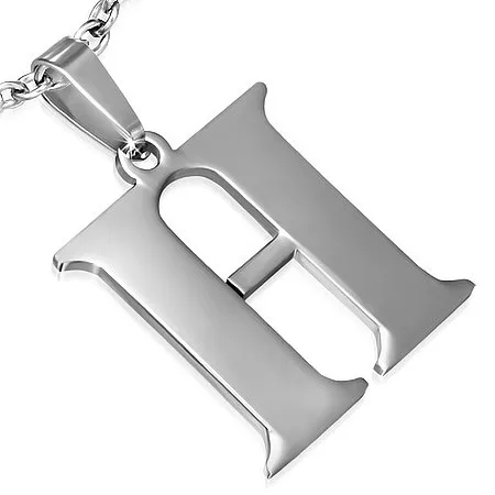 Přívěsek z oceli - lesklé písmeno "H"