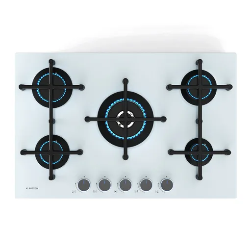 Klarstein Plynová varná deska Illuminosa 5 Sklokeramický hořák Sabaf s 5 hořáky