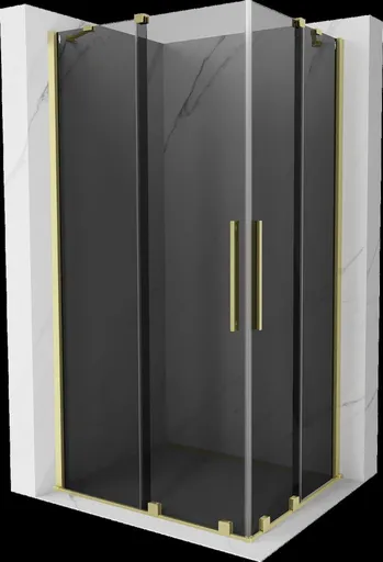 MEXEN/S Velar Duo sprchový kout, posuvné dveře 90 x 80, grafit, zlato kartáčovaná 871-090-080-42-55