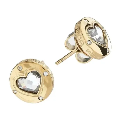 Guess Romantické pozlacené náušnice Rolling Hearts JUBE03349JWYGT/U