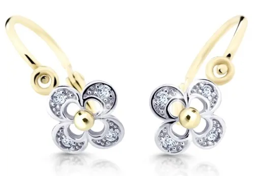 Cutie Diamonds Dětské bicolor náušnice ze zlata Čtyřlístek s brilianty DC2200-10-00-X-1
