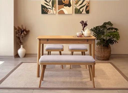 Jídelní set s rozkládacím stolem a židlemi (4 kusy) Vina Mini 04 0701 - Oak, Soho Grey