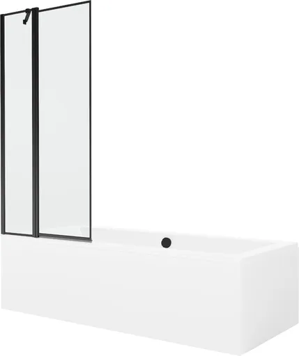 MEXEN/S Cube obdélníková vana 180 x 80 cm s panelem+ vanová zástěna 80, černá vzor 550518080X9408117070