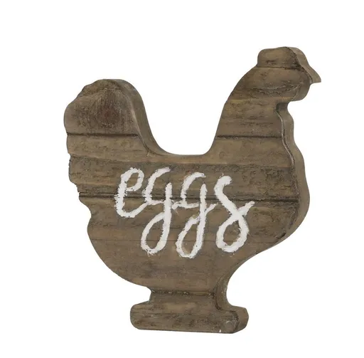 Přírodní antik dřevěná dekorace slepička Eggs - 15*2,5*16 cm 31086700