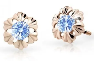 Cutie Jewellery Dětské náušnice z růžového zlata C2213-30-X-4 světle modrá