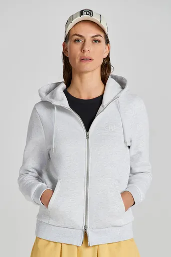 MIKINA GANT REG TONAL SHIELD ZIP HOODIE PALE GREY MELANGE