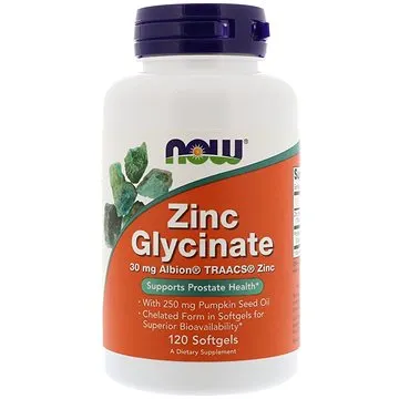 NOW Foods Zinek Glycinát 30 mg + Dýňový olej, 120 softgel kapslí (484)
