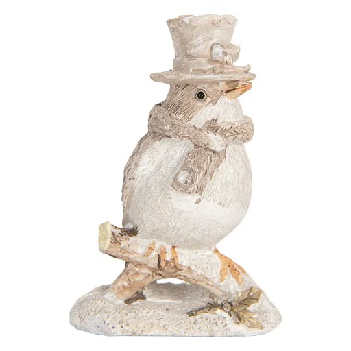 Béžová antik dekorace ptáček na větvičce - 5*3*8 cm Clayre & Eef