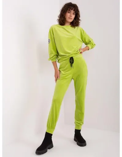 Dámský komplet s kalhotami ODENA limetkově zelený