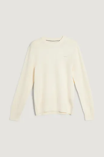 SVETR GANT TEXTURED COTTON MERINO C-NECK CREAM