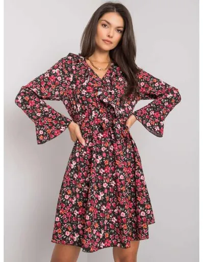 Dámské šaty květinové GRACELYNN černo-červené