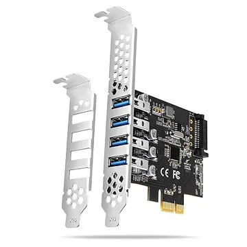 AXAGON PCEU-43RS, 4x USB 3.2 Gen 1 port, 5 Gbps, PCIe card, DUAL power, SP