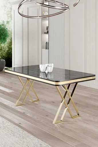 Jídelní stůl Vals - Black Marble, Gold