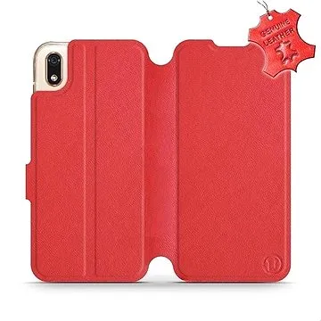 Flip pouzdro na mobil Huawei Y5 2019 - Červené - kožené -   Red Leather (5903226920617)