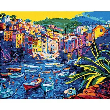 Loďky u starého města, 80×100 cm, bez rámu a bez vypnutí plátna (6040152)