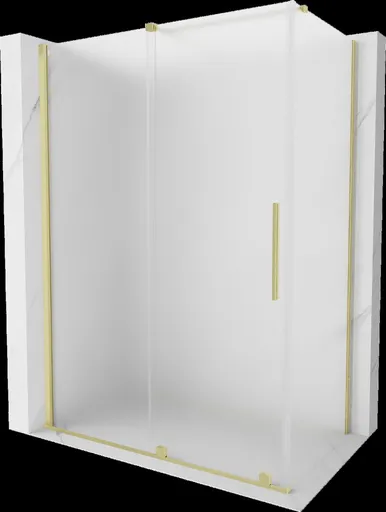 MEXEN/S Velar sprchový kout, posuvné dveře 160 x 100, dekor, zlato kartáčovaná 871-160-100-31-55