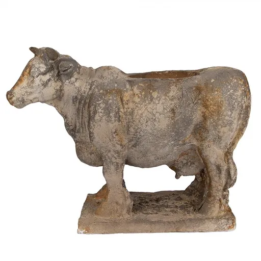 Šedý antik dekorační květináč kráva Farm Brocante - 36*15*28 cm Clayre & Eef